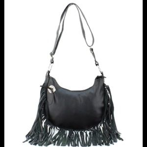HIGH QUALITY LEATHER HOBO CONCH FRINGE PURSE